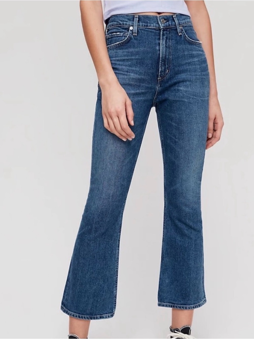 Citizens Of Humanity Mid-Rise Cropped Flare Jeans — Blue Denim
